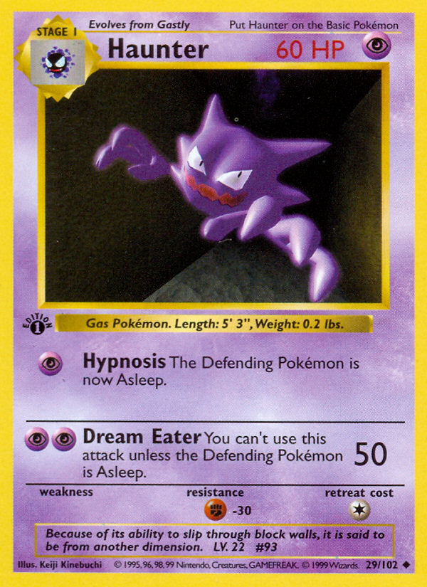 Haunter (29/102) (Shadowless) [Base Set 1st Edition] | GnG Games