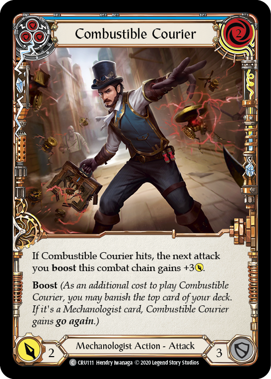 Combustible Courier (Blue) [CRU111] 1st Edition Normal | GnG Games