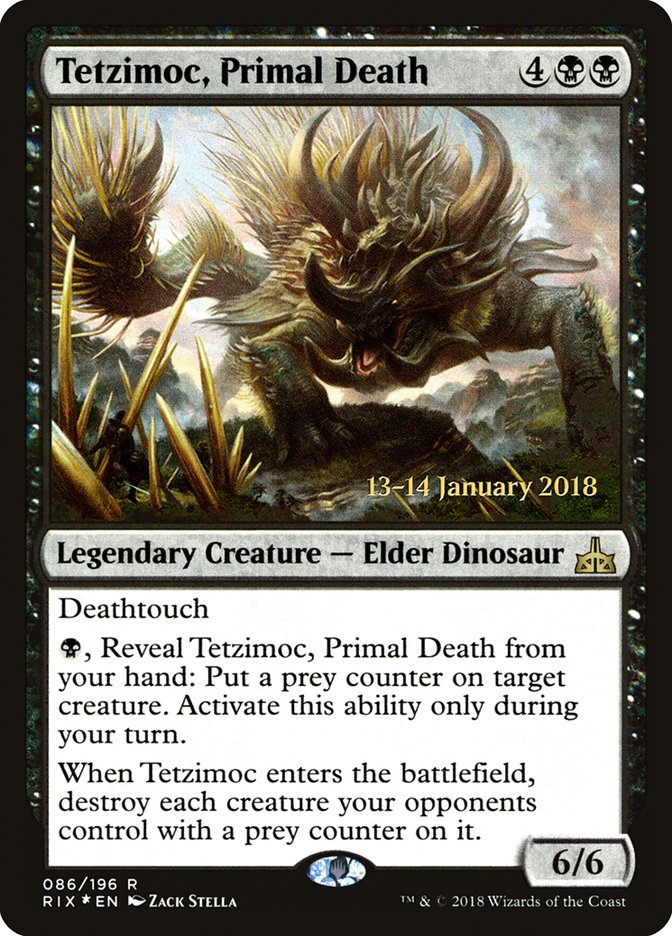 Tetzimoc, Primal Death [Rivals of Ixalan Prerelease Promos] | GnG Games