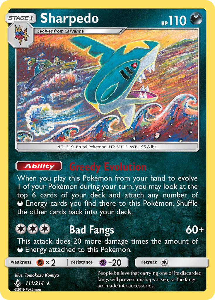 Sharpedo (111/214) [Sun & Moon: Unbroken Bonds] | GnG Games
