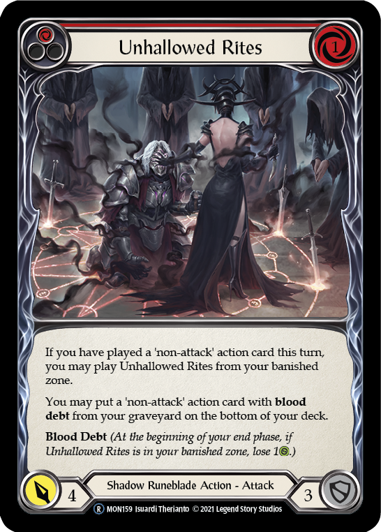 Unhallowed Rites (Red) (Rainbow Foil) [U-MON159-RF] Unlimited Edition Rainbow Foil | GnG Games