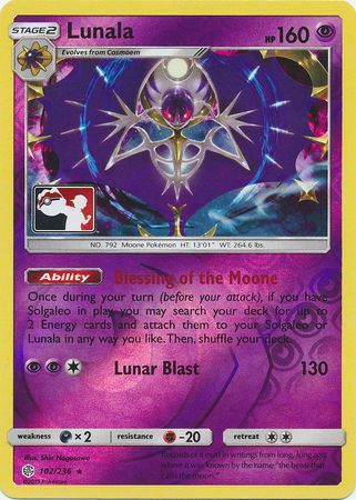 Lunala (102/236) (Pokemon Club Special Print) [Sun & Moon: Cosmic Eclipse] | GnG Games