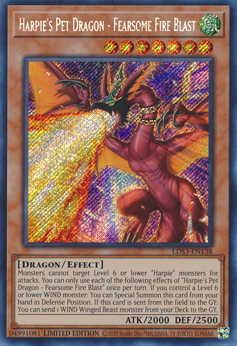 Harpie's Pet Dragon - Fearsome Fire Blast [LDS3-EN138] Secret Rare | GnG Games