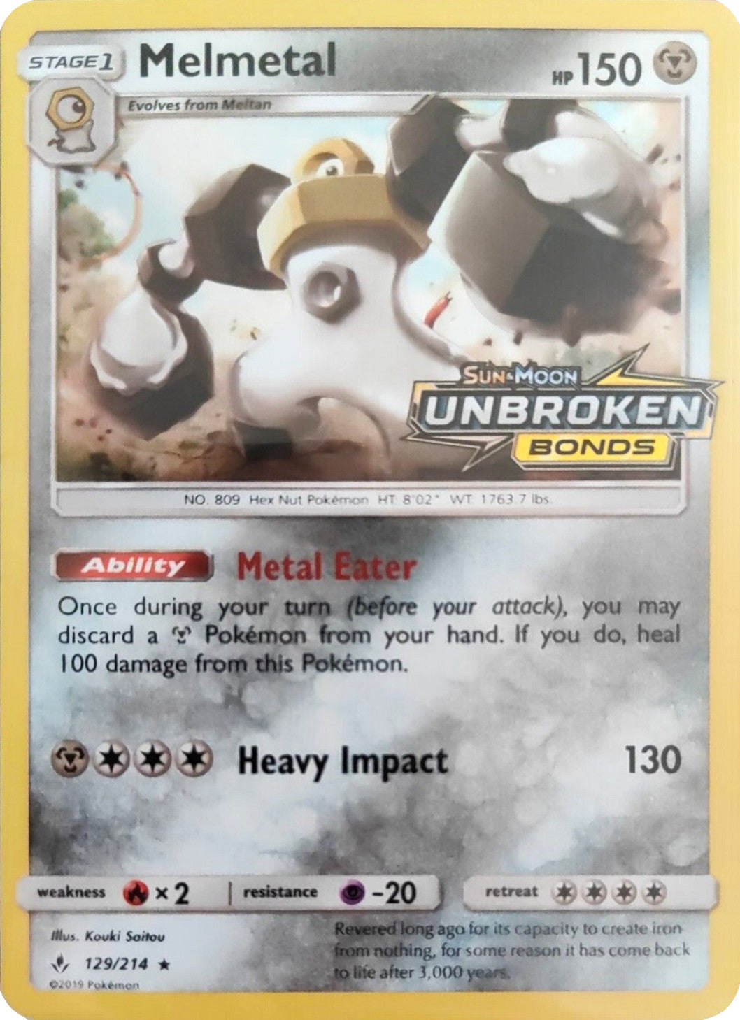 Melmetal (129/214) (Unbroken Bonds Stamped) [Sun & Moon: Unbroken Bonds] | GnG Games