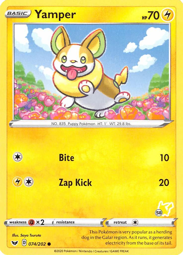 Yamper (074/202) (Pikachu Stamp #58) [Battle Academy 2022] | GnG Games