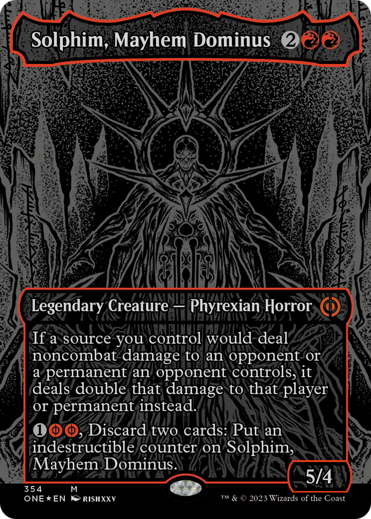 Solphim, Mayhem Dominus (Oil Slick Raised Foil) [Phyrexia: All Will Be One] | GnG Games