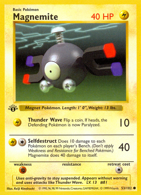 Magnemite (53/102) (Shadowless) [Base Set 1st Edition] | GnG Games