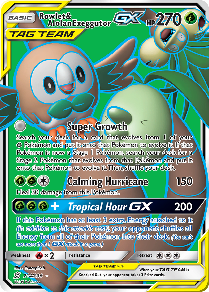 Rowlet & Alolan Exeggutor GX (214/236) [Sun & Moon: Unified Minds] | GnG Games