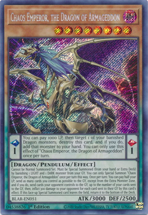 Chaos Emperor, the Dragon of Armageddon [BLAR-EN051] Secret Rare | GnG Games