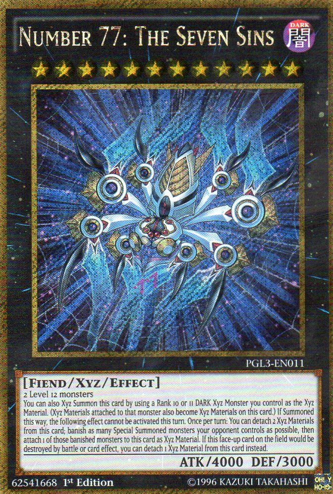 Number 77: The Seven Sins [PGL3-EN011] Gold Secret Rare | GnG Games