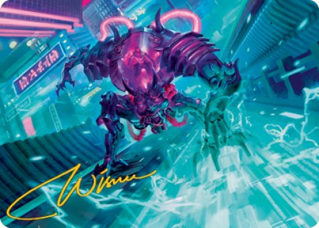 Surgehacker Mech Art Card (Gold-Stamped Signature) [Kamigawa: Neon Dynasty Art Series] | GnG Games