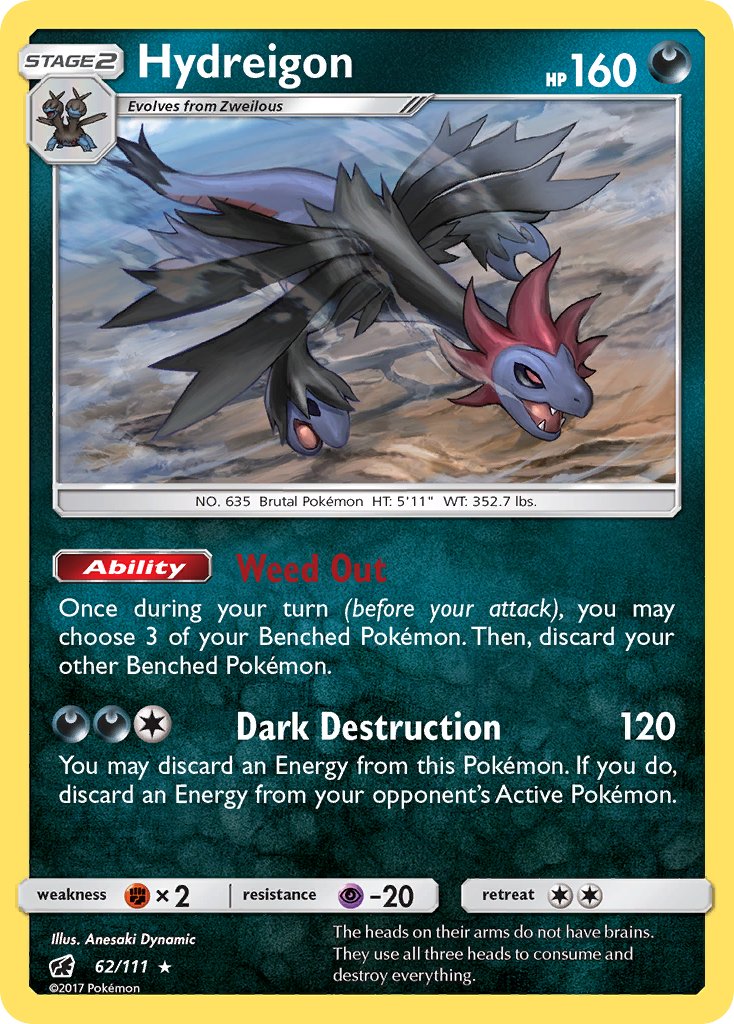 Hydreigon (62/111) (Cracked Ice Holo) (Theme Deck Exclusive) [Sun & Moon: Crimson Invasion] | GnG Games