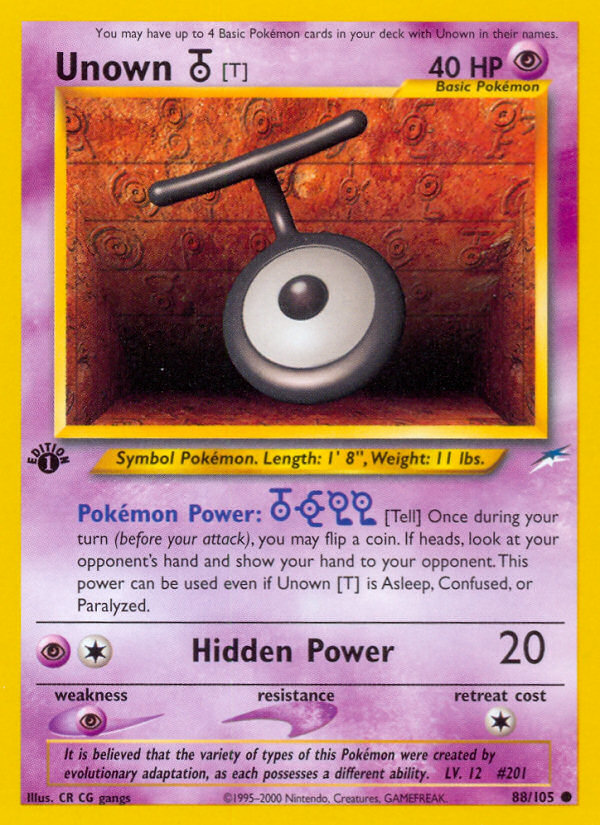 Unown [T] (88/105) [Neo Destiny 1st Edition] | GnG Games