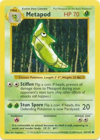 Metapod (54/102) [Base Set Shadowless Unlimited] | GnG Games