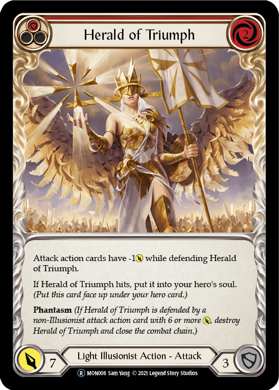 Herald of Triumph (Red) (Rainbow Foil) [U-MON008-RF] Unlimited Edition Rainbow Foil | GnG Games