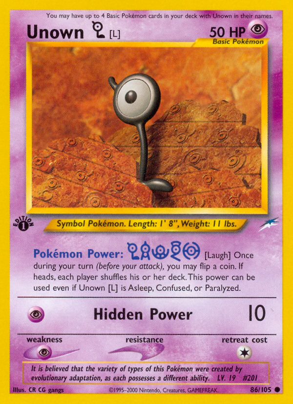 Unown [L] (86/105) [Neo Destiny 1st Edition] | GnG Games