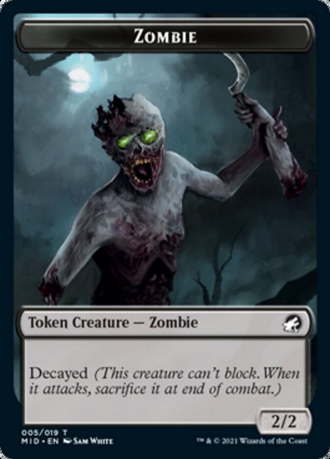 Zombie (005) // Wrenn and Seven Emblem Double-sided Token [Innistrad: Midnight Hunt Tokens] | GnG Games