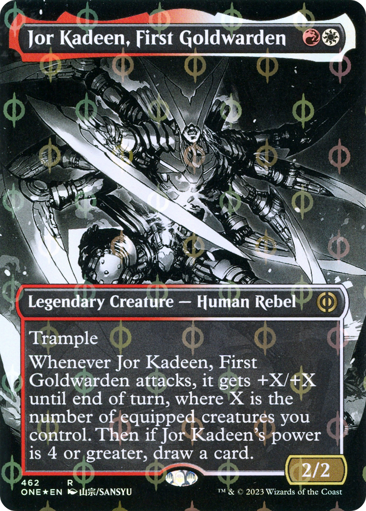 Jor Kadeen, First Goldwarden (Borderless Manga Step-and-Compleat Foil) [Phyrexia: All Will Be One] | GnG Games