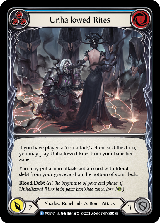 Unhallowed Rites (Blue) (Rainbow Foil) [MON161-RF] 1st Edition Rainbow Foil | GnG Games