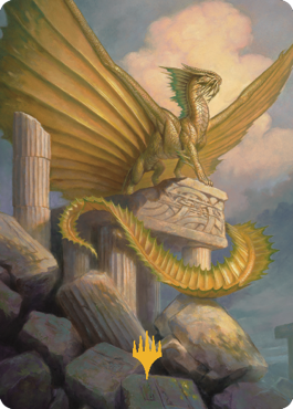 Ancient Gold Dragon Art Card (05) (Gold-Stamped Signature) [Commander Legends: Battle for Baldur's Gate Art Series] | GnG Games