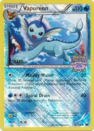 Vaporeon (25/108) (State Province Championship 2013 Promo Staff) [Black & White: Dark Explorers] | GnG Games