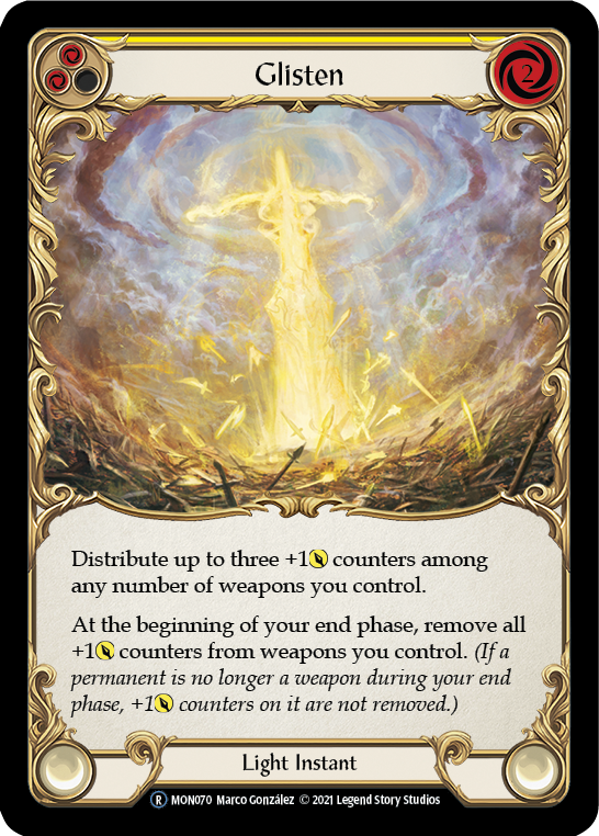 Glisten (Yellow) (Rainbow Foil) [U-MON070-RF] Unlimited Edition Rainbow Foil | GnG Games