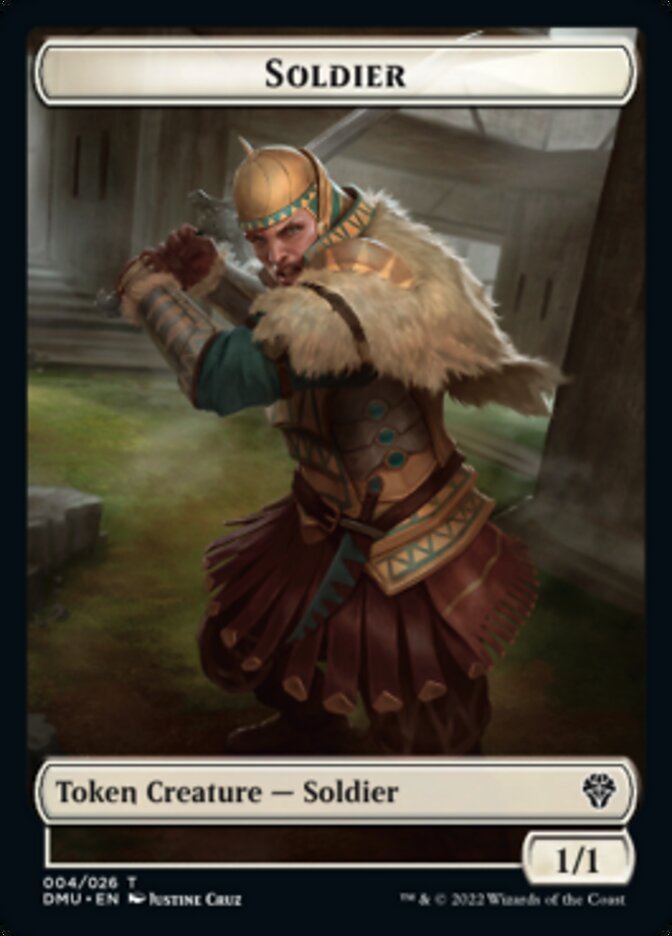 Soldier // Ajani, Sleeper Agent Emblem Double-sided Token [Dominaria United Tokens] | GnG Games