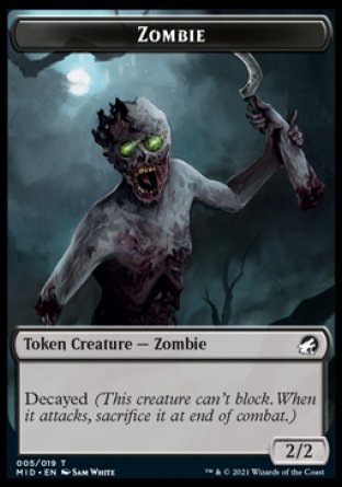 Zombie (005) // Elemental Double-sided Token [Innistrad: Midnight Hunt Tokens] | GnG Games