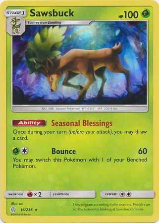 Sawsbuck (16/236) (Build & Battle Box Exclusive) [Sun & Moon: Cosmic Eclipse] | GnG Games