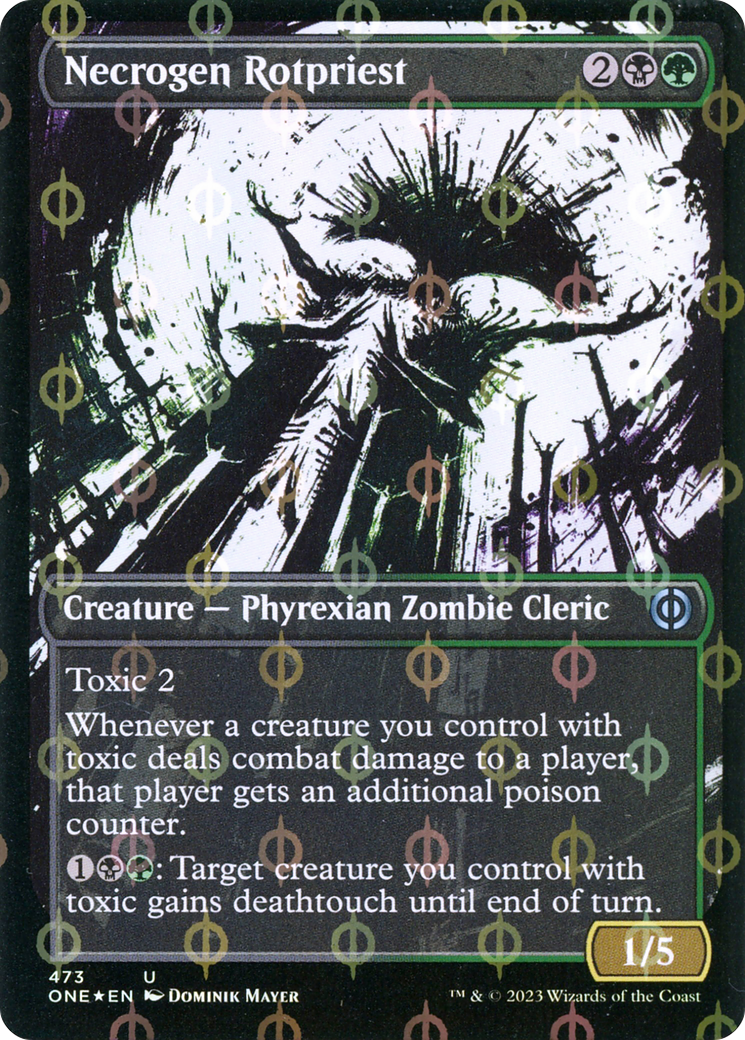 Necrogen Rotpriest (Borderless Ichor Step-and-Compleat Foil) [Phyrexia: All Will Be One] | GnG Games