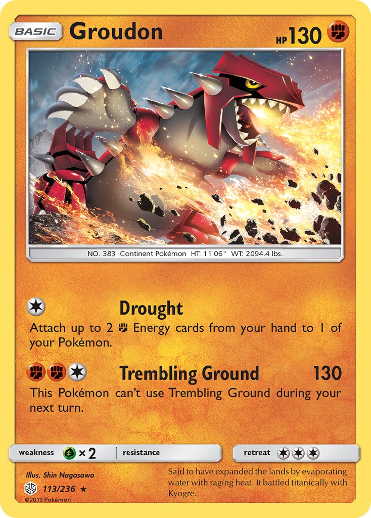 Groudon (113/236) (Cracked Ice Holo) (Theme Deck Exclusive) [Sun & Moon: Cosmic Eclipse] | GnG Games