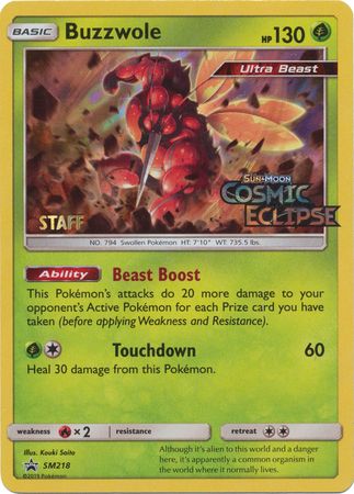 Buzzwole (SM218) (Staff Prerelease Promo) [Sun & Moon: Black Star Promos] | GnG Games