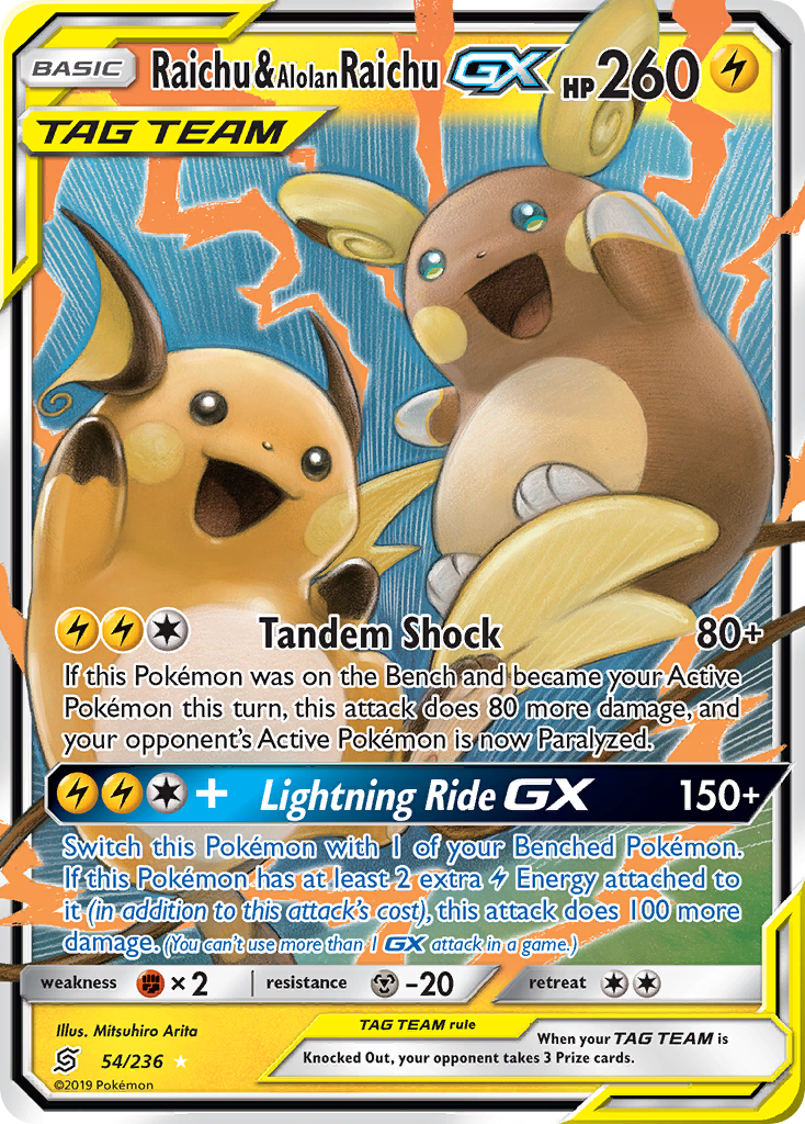 Raichu & Alolan Raichu GX (54/236) [Sun & Moon: Unified Minds] | GnG Games