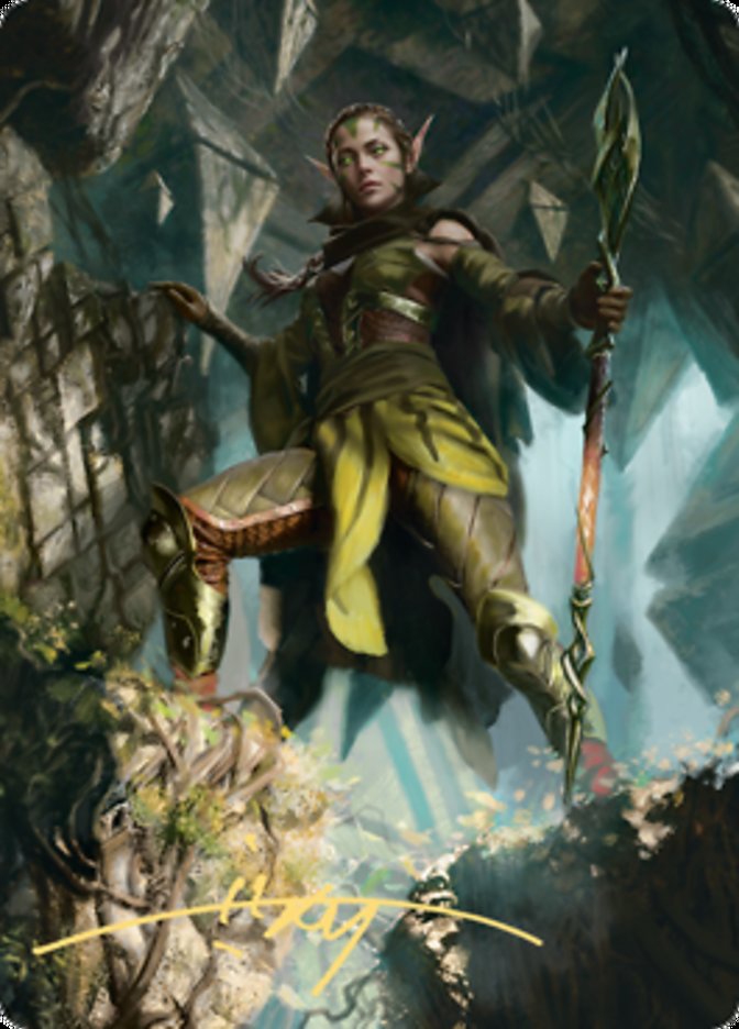 Nissa of Shadowed Boughs 1 Art Card (Gold-Stamped Signature) [Zendikar Rising Art Series] | GnG Games