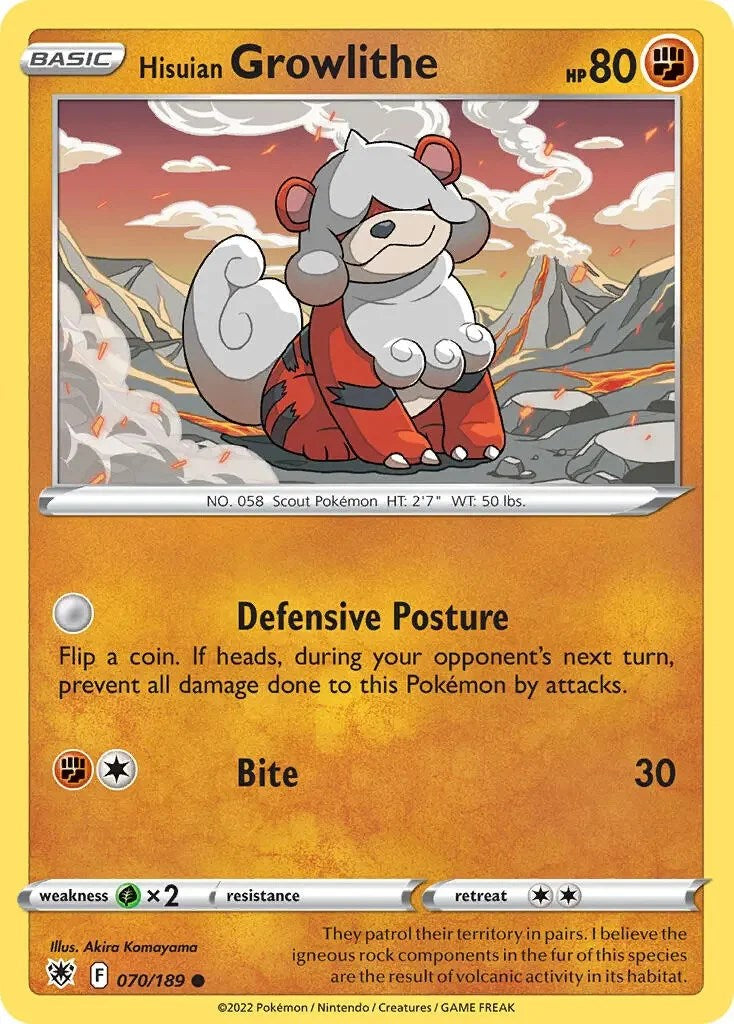 Hisuian Growlithe (070/189) (Theme Deck Exclusive) [Sword & Shield: Astral Radiance] | GnG Games