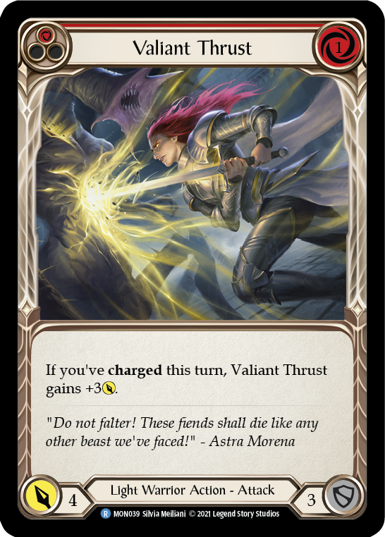 Valiant Thrust (Red) (Rainbow Foil) [MON039-RF] 1st Edition Rainbow Foil | GnG Games