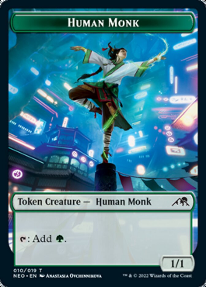 Spirit (002) // Human Monk Double-sided Token [Kamigawa: Neon Dynasty Tokens] | GnG Games