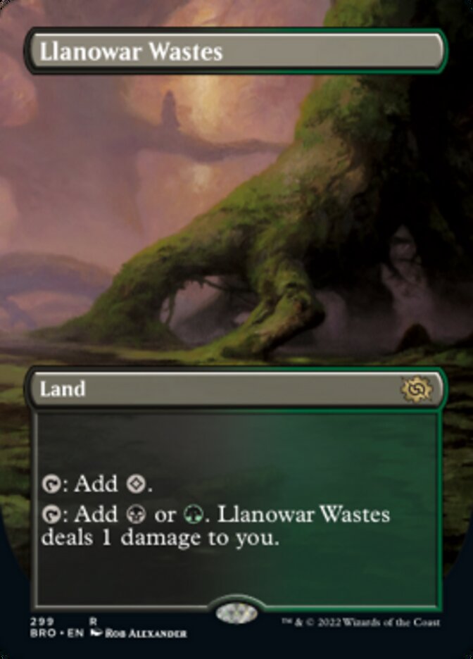 Llanowar Wastes (Borderless Alternate Art) [The Brothers' War] | GnG Games