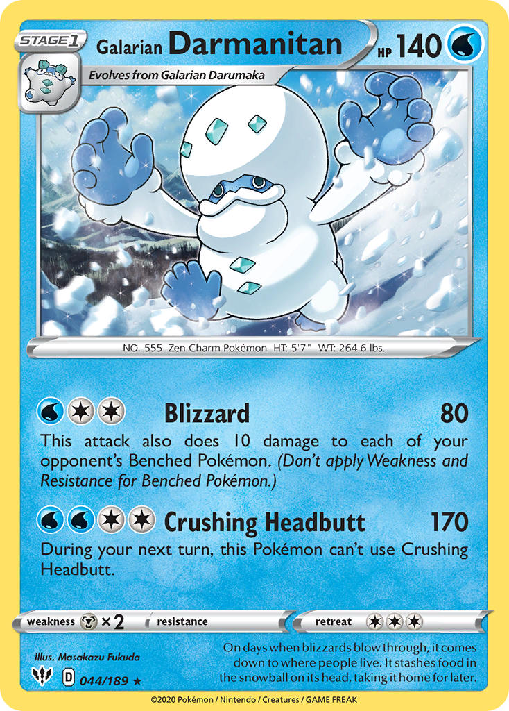 Galarian Darmanitan (044/189) (Cracked Ice Holo) (Theme Deck Exclusive) [Sword & Shield: Darkness Ablaze] | GnG Games