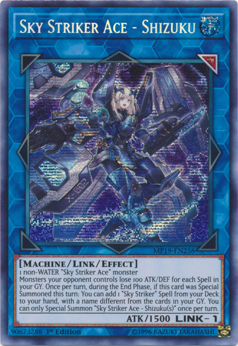 Sky Striker Ace - Shizuku [MP19-EN258] Prismatic Secret Rare | GnG Games