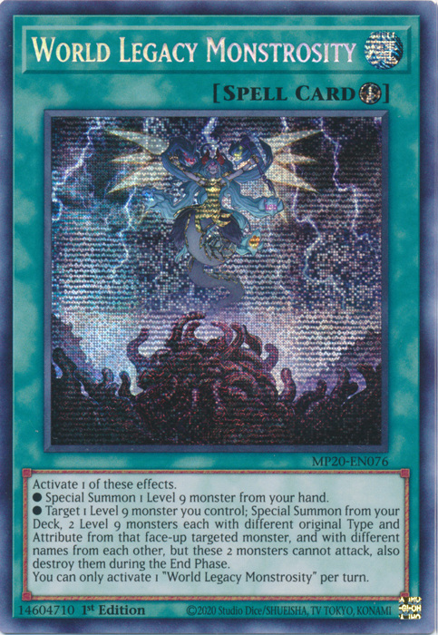 World Legacy Monstrosity [MP20-EN076] Prismatic Secret Rare | GnG Games