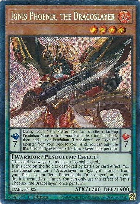 Ignis Phoenix, the Dracoslayer [DABL-EN022] Secret Rare | GnG Games