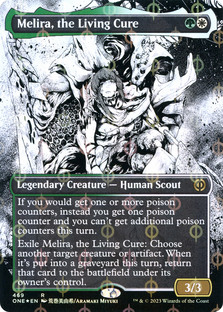 Melira, the Living Cure (Borderless Manga Step-and-Compleat Foil) [Phyrexia: All Will Be One] | GnG Games