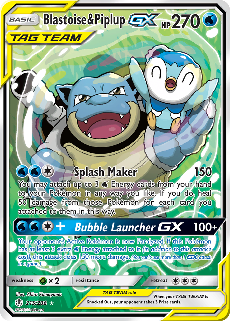 Blastoise & Piplup GX (215/236) [Sun & Moon: Cosmic Eclipse] | GnG Games