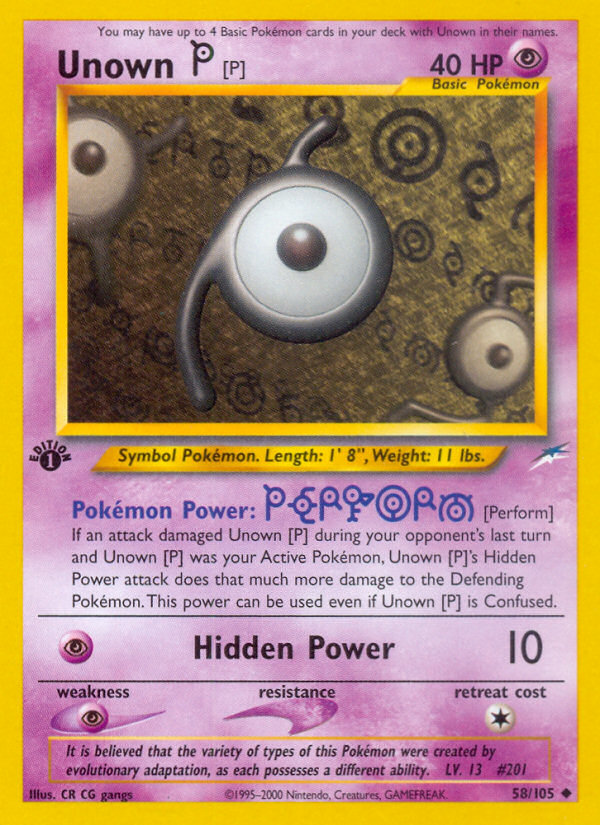 Unown [P] (58/105) [Neo Destiny 1st Edition] | GnG Games