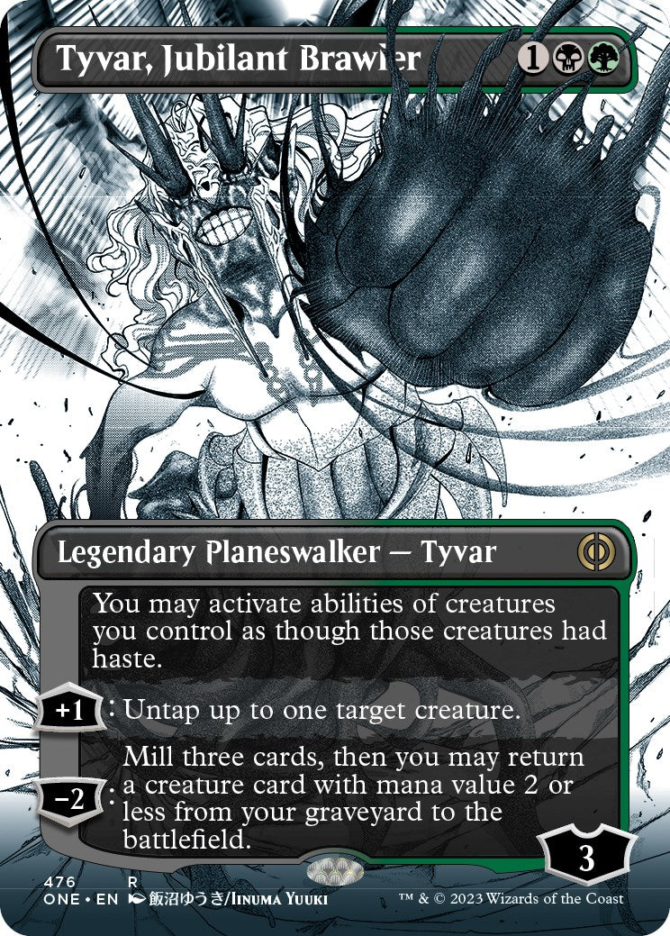 Tyvar, Jubilant Brawler (Borderless Manga Step-and-Compleat Foil) [Phyrexia: All Will Be One] | GnG Games