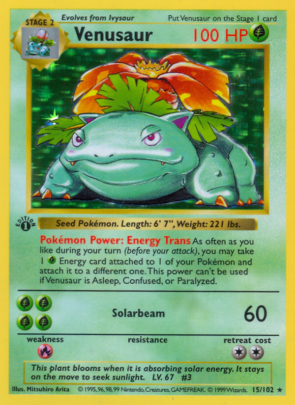 Venusaur (15/102) (Shadowless) [Base Set 1st Edition] | GnG Games