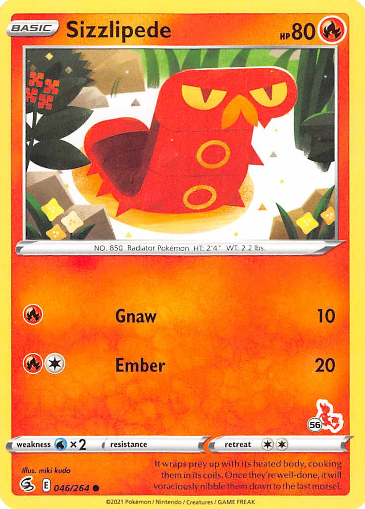 Sizzlipede (046/264) (Cinderace Stamp #56) [Battle Academy 2022] | GnG Games