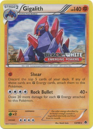 Gigalith (53/98) (Staff Prerelease Promo) [Black & White: Black Star Promos] | GnG Games