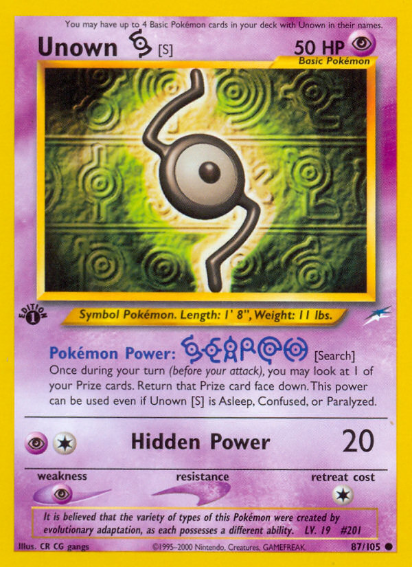 Unown [S] (87/105) [Neo Destiny 1st Edition] | GnG Games